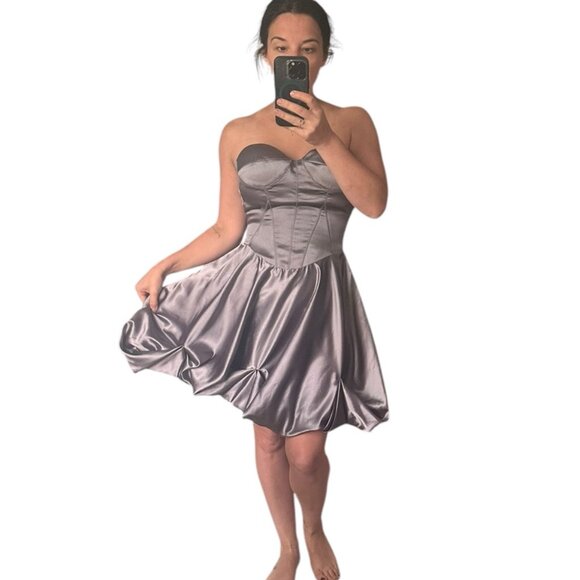 eDressit Silver Strapless Corset Mini Dress S - Picture 2 of 4